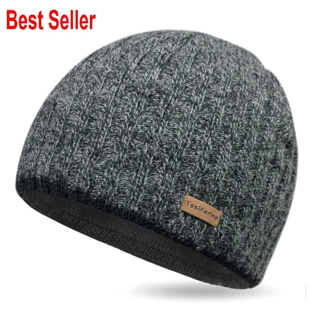 Wool Blend Fleece Lined Beanie Unisex Warm Lightweight Winter Hat Classic